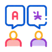 Discuss Different Languages Icon Thin Line Vector. Human Speaking International Languages, Translator Color Symbol Illustration Stock Vector | Adobe Stock