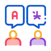 Discuss Different Languages Icon Thin Line Vector. Human Speaking International Languages, Translator Color Symbol Illustration Stock Vector | Adobe Stock